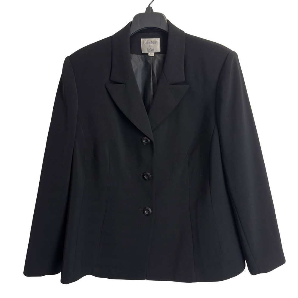 Collections for Le Suit Black Blazer Jacket Three Button Professional Womens 18W